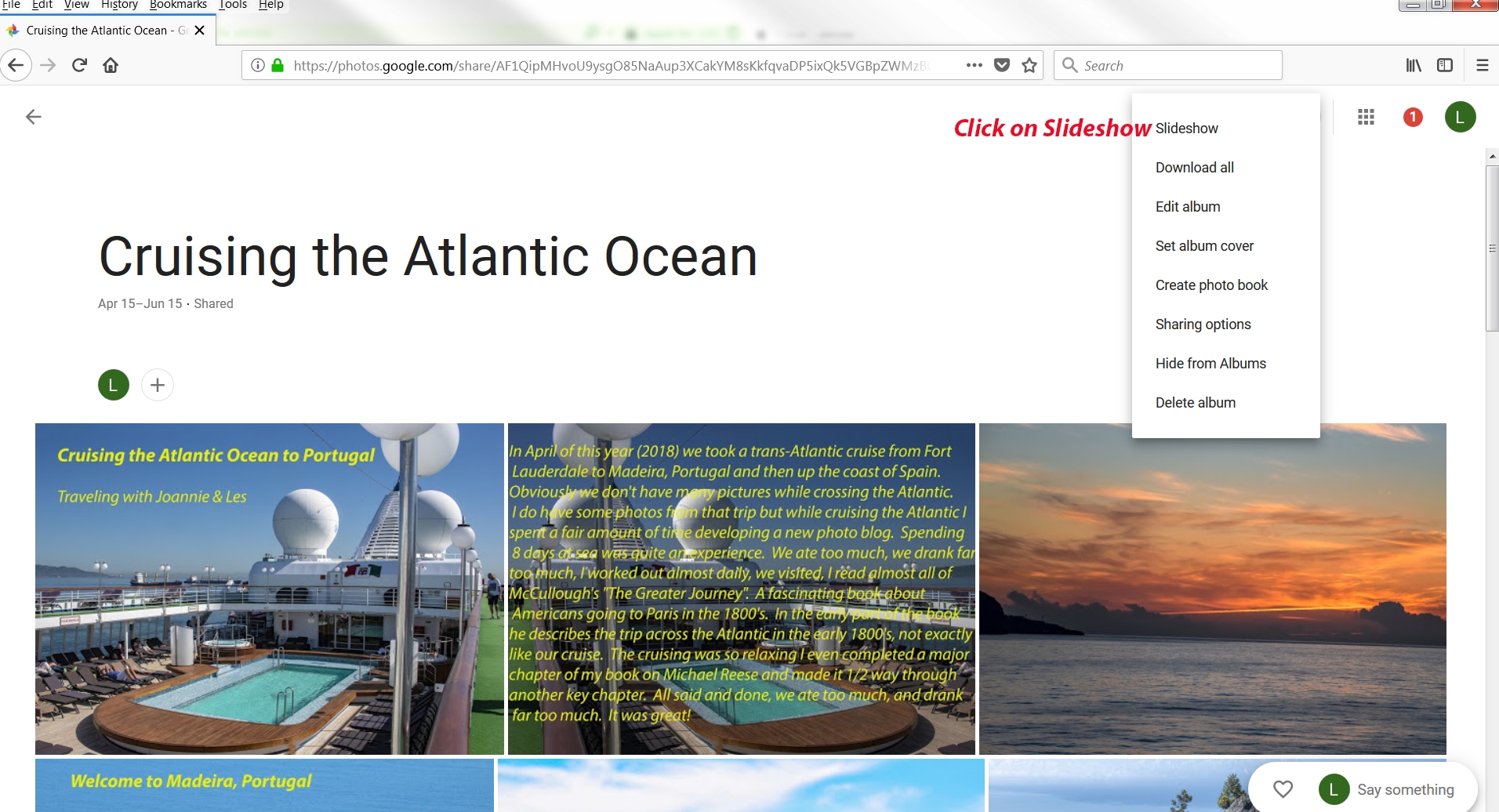 Click on Slideshow
in the Drop-box